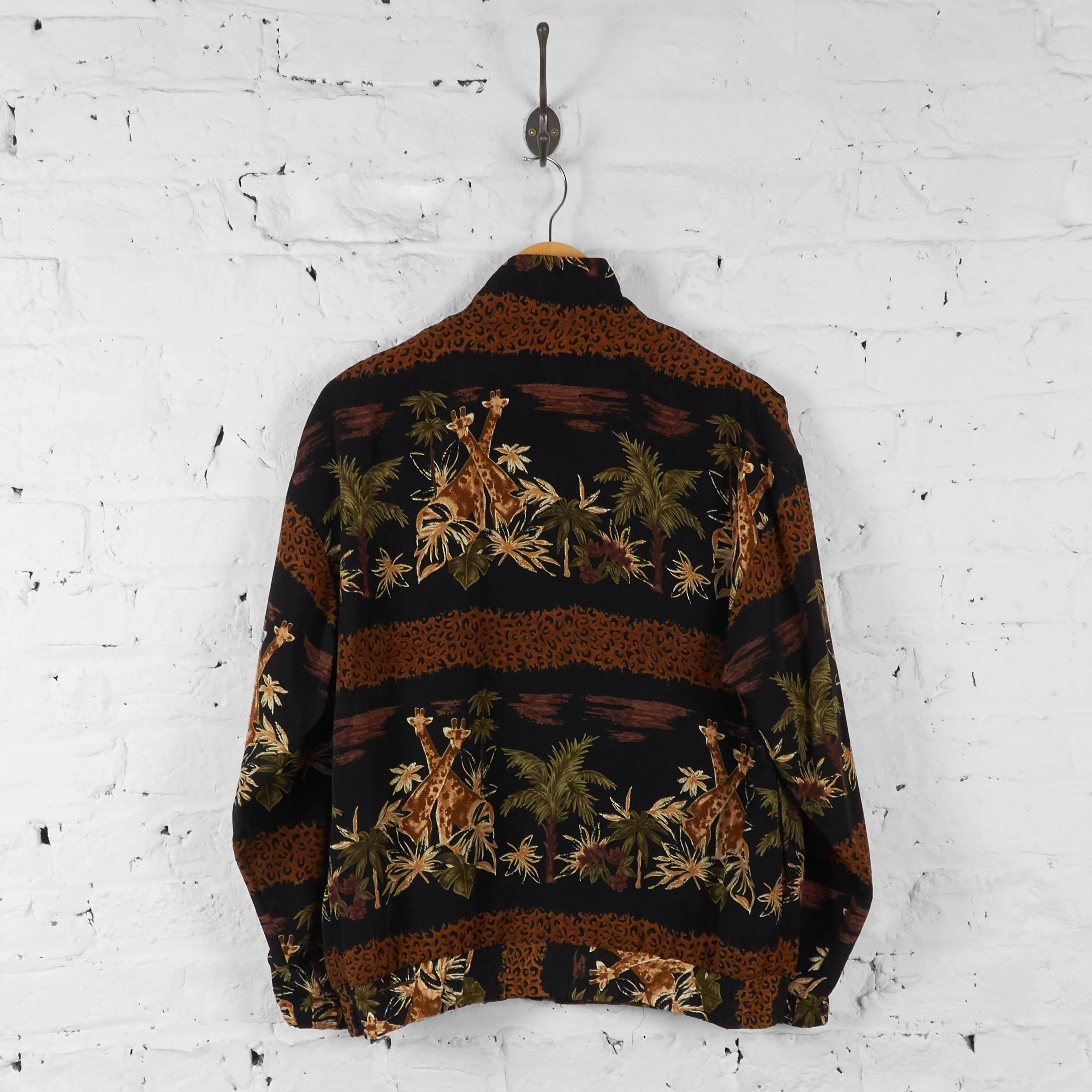Vintage Safari Windbreaker Jacket - Black  - M