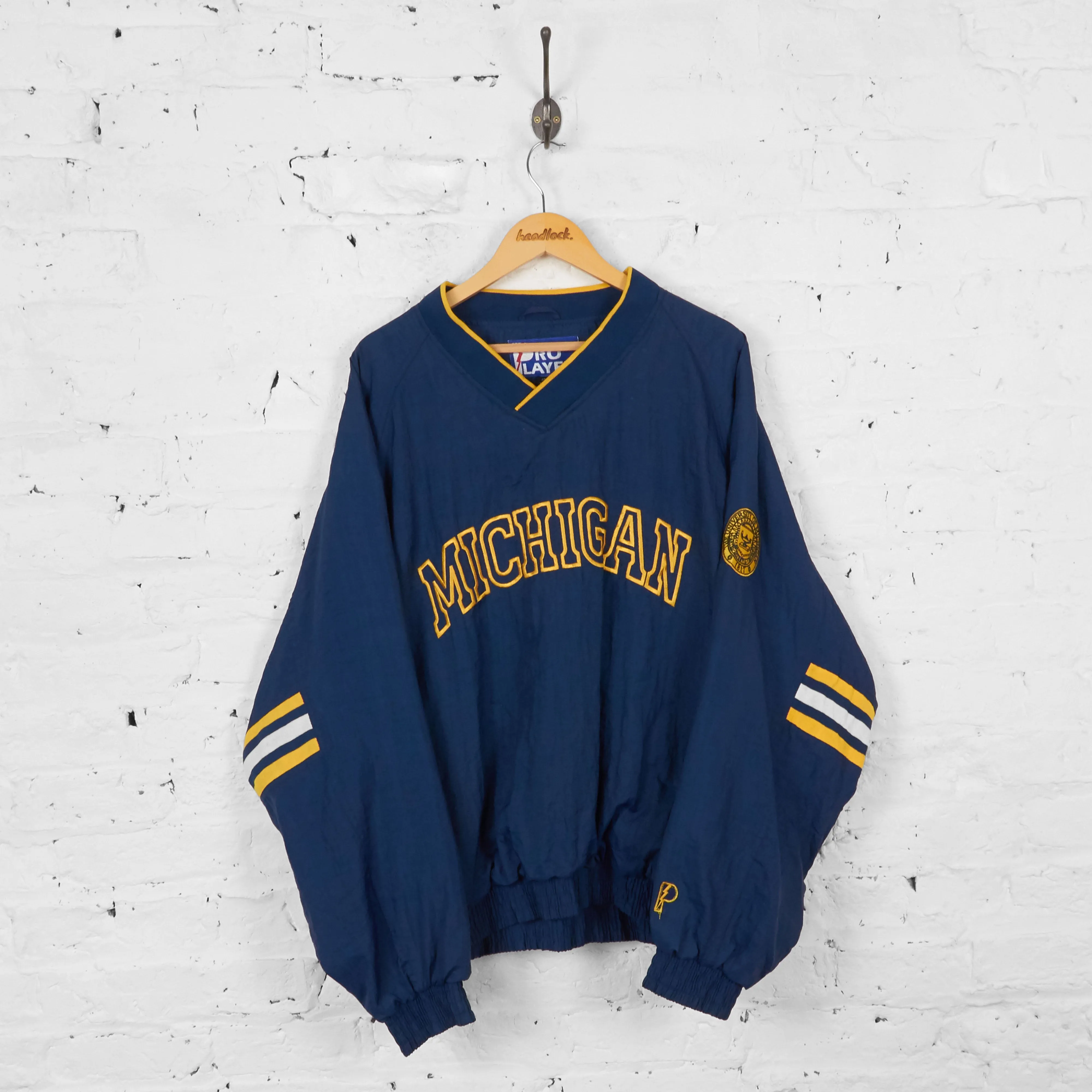 Vintage University Of Michigan Windbreaker Pull Over - Navy - XL