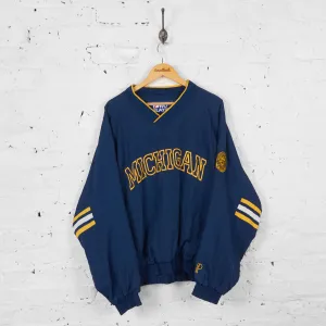 Vintage University Of Michigan Windbreaker Pull Over - Navy - XL