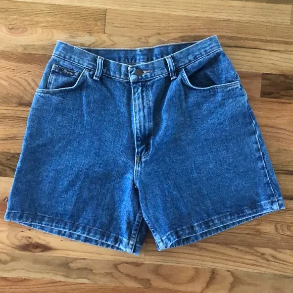 Vintage Wrangler Denim Shorts High Rise Waisted 10 Levis Blue Jean Jeans Classic