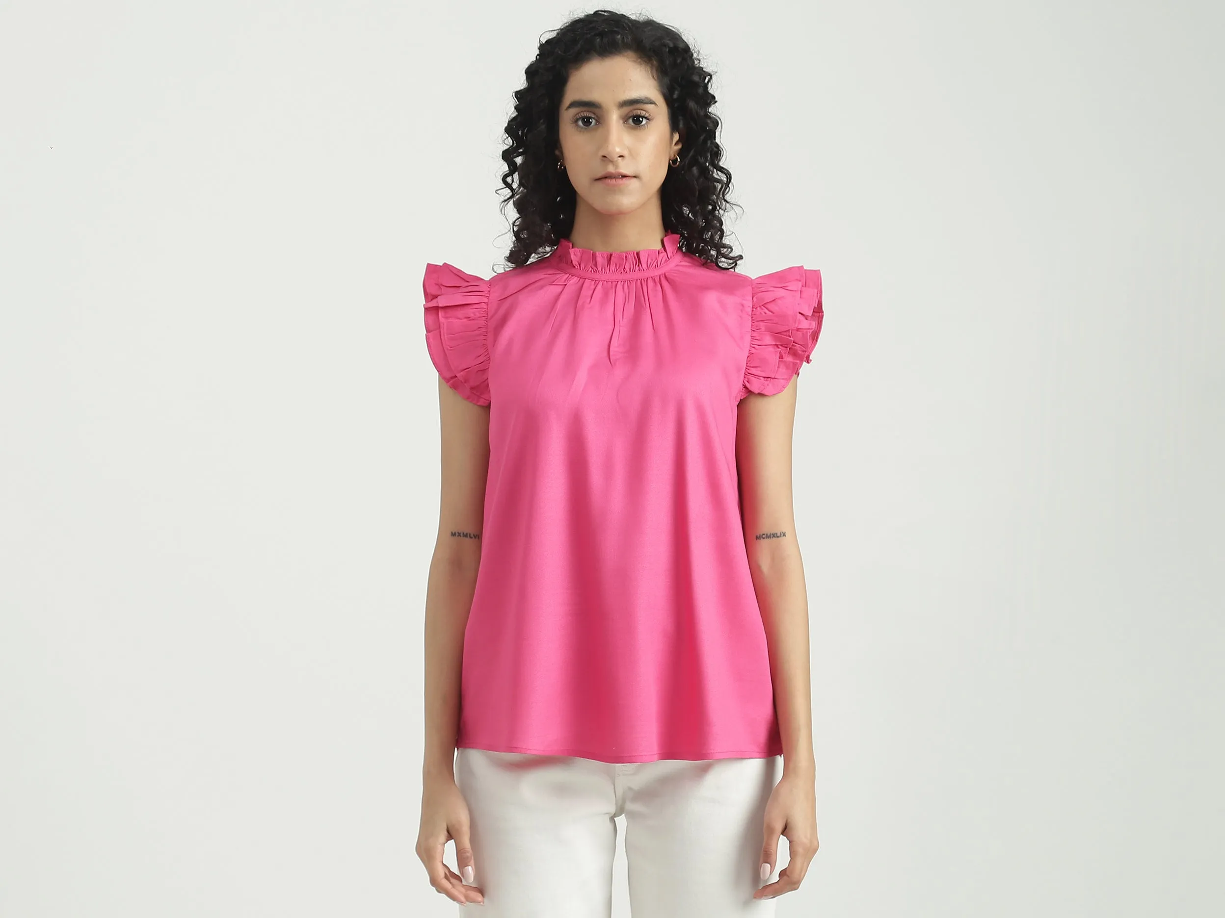 Viscose Solid Round Neck Women Tops