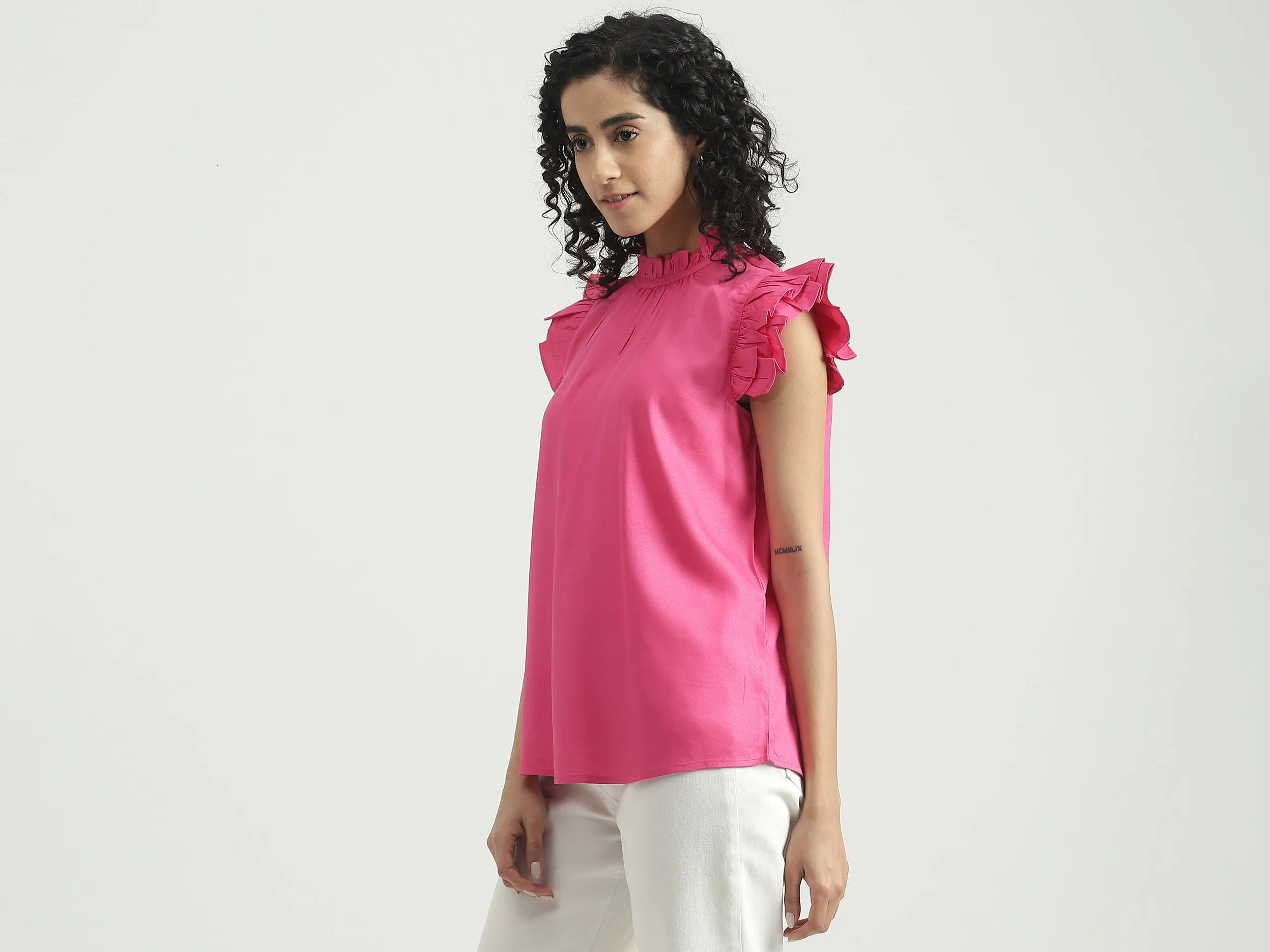 Viscose Solid Round Neck Women Tops