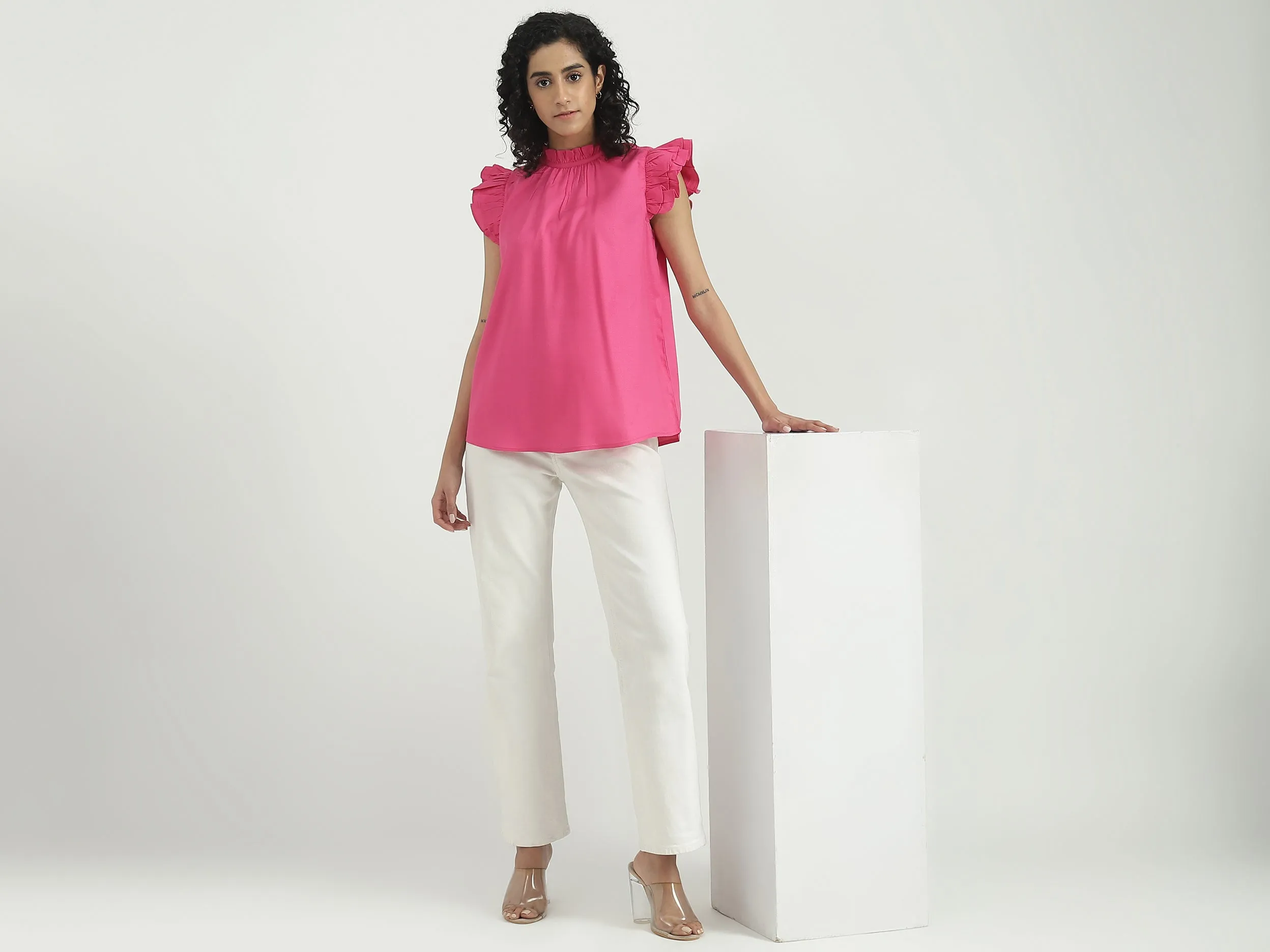 Viscose Solid Round Neck Women Tops