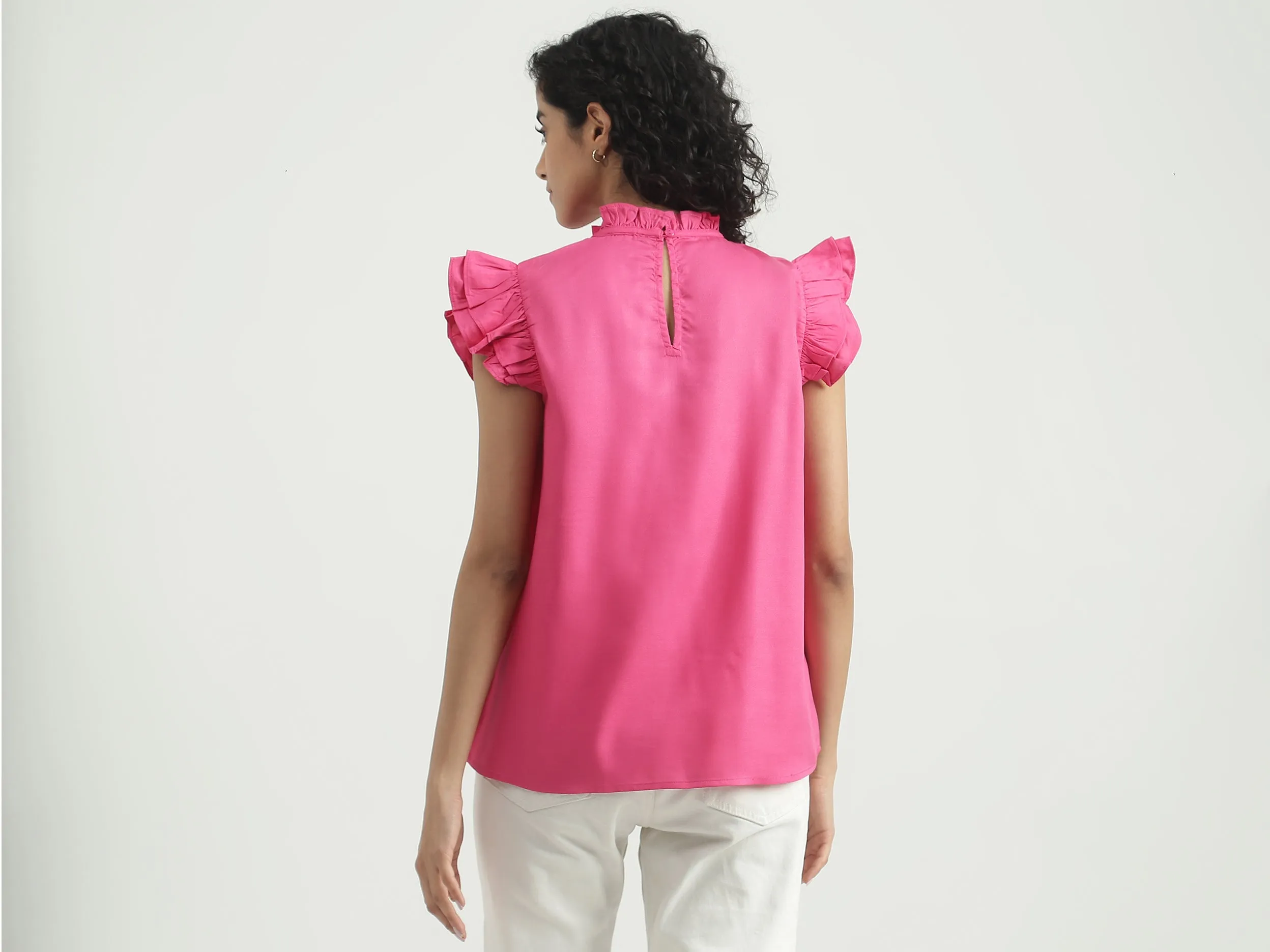 Viscose Solid Round Neck Women Tops
