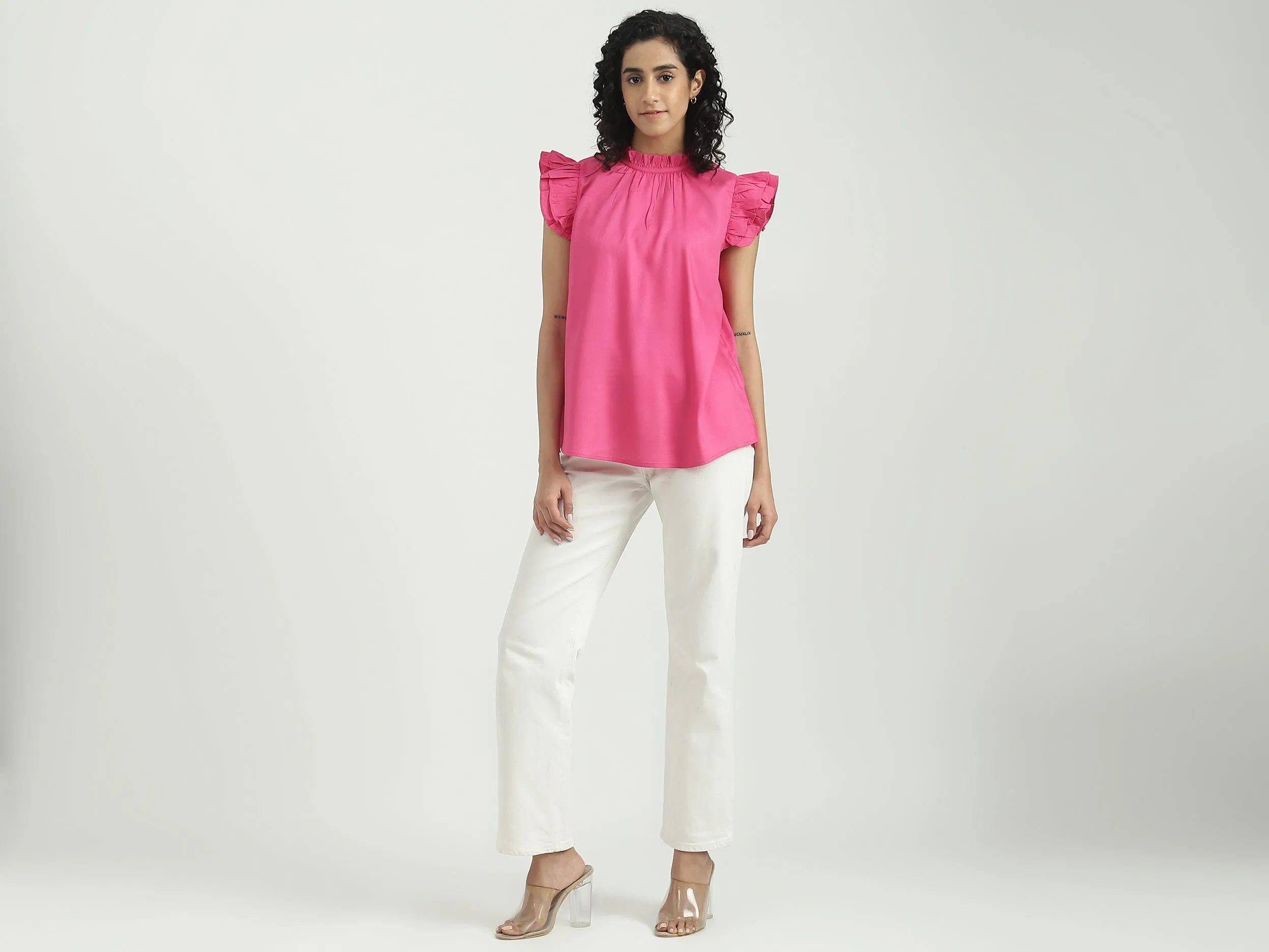 Viscose Solid Round Neck Women Tops
