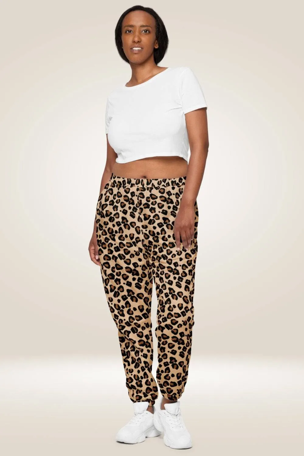 Water Resistant Leopard Print Track Pants
