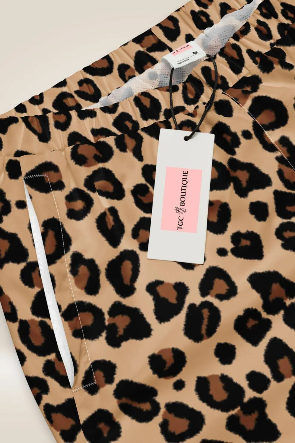 Water Resistant Leopard Print Track Pants