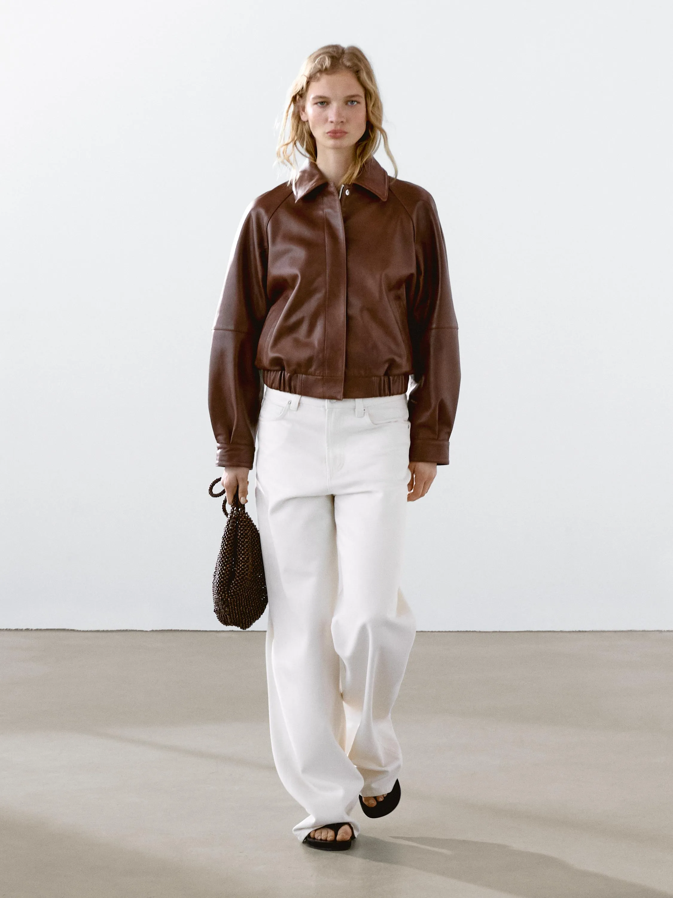 Waxed nappa leather jacket