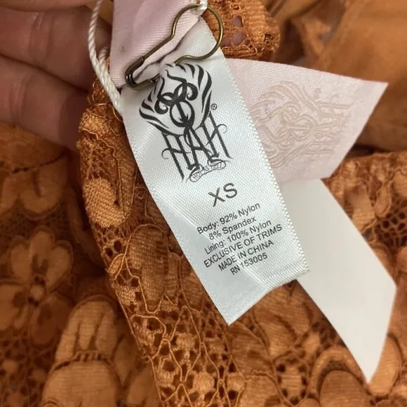 We are HAH NWT Comin' In HAHT Lace Bodysuit Brown Sugar - Size XS