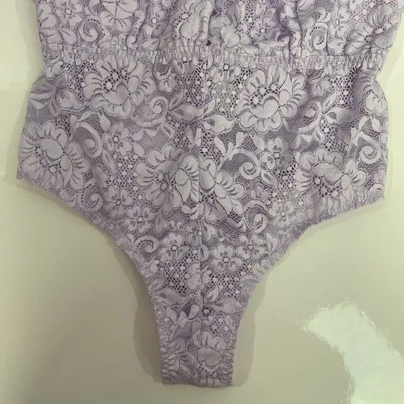 We are HAH NWT Comin' In HAHT Lace Bodysuit Lavender - Size L