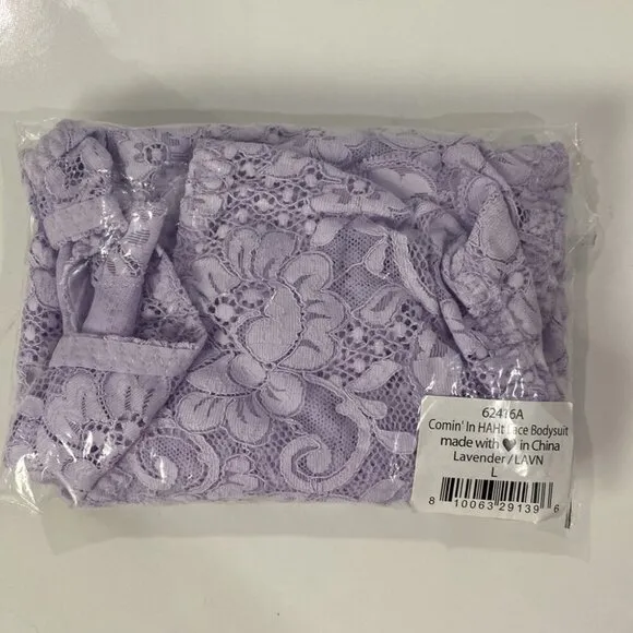We are HAH NWT Comin' In HAHT Lace Bodysuit Lavender - Size L