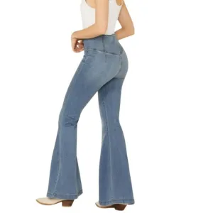 We the Free Sz 32 Venice Beach Pull On Super Flare Crossover Waist Jeans Hippie