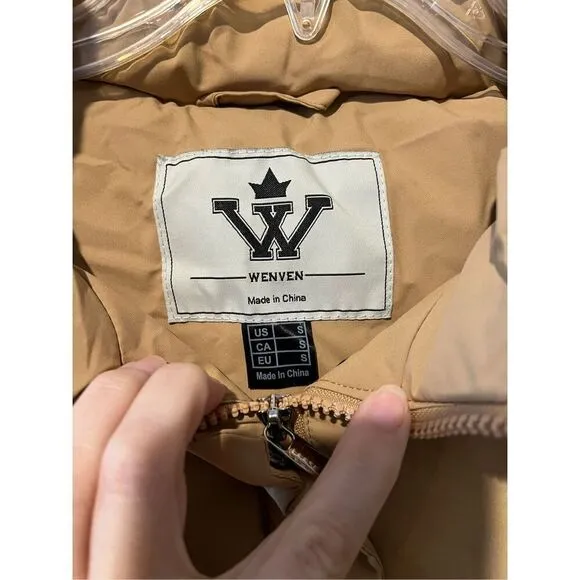 WenVen coat jacket women’s small tan thick puffer winter fully lined cozy