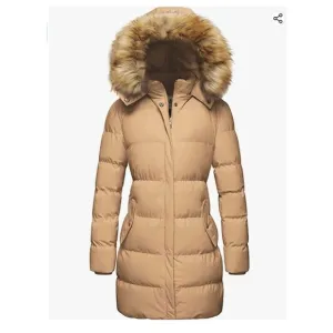 WenVen coat jacket women’s small tan thick puffer winter fully lined cozy