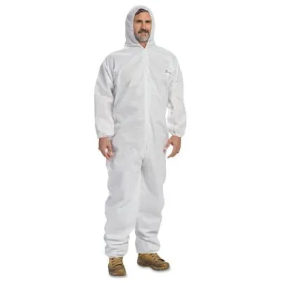 West Chester Coveralls, Attached Hood, White, 3X-Large, C3806/XXXL