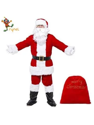 White Christmas Xmas Santa Men Costume Plus Size 2 Xl/3 Xl
