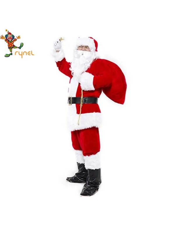 White Christmas Xmas Santa Men Costume Plus Size 2 Xl/3 Xl