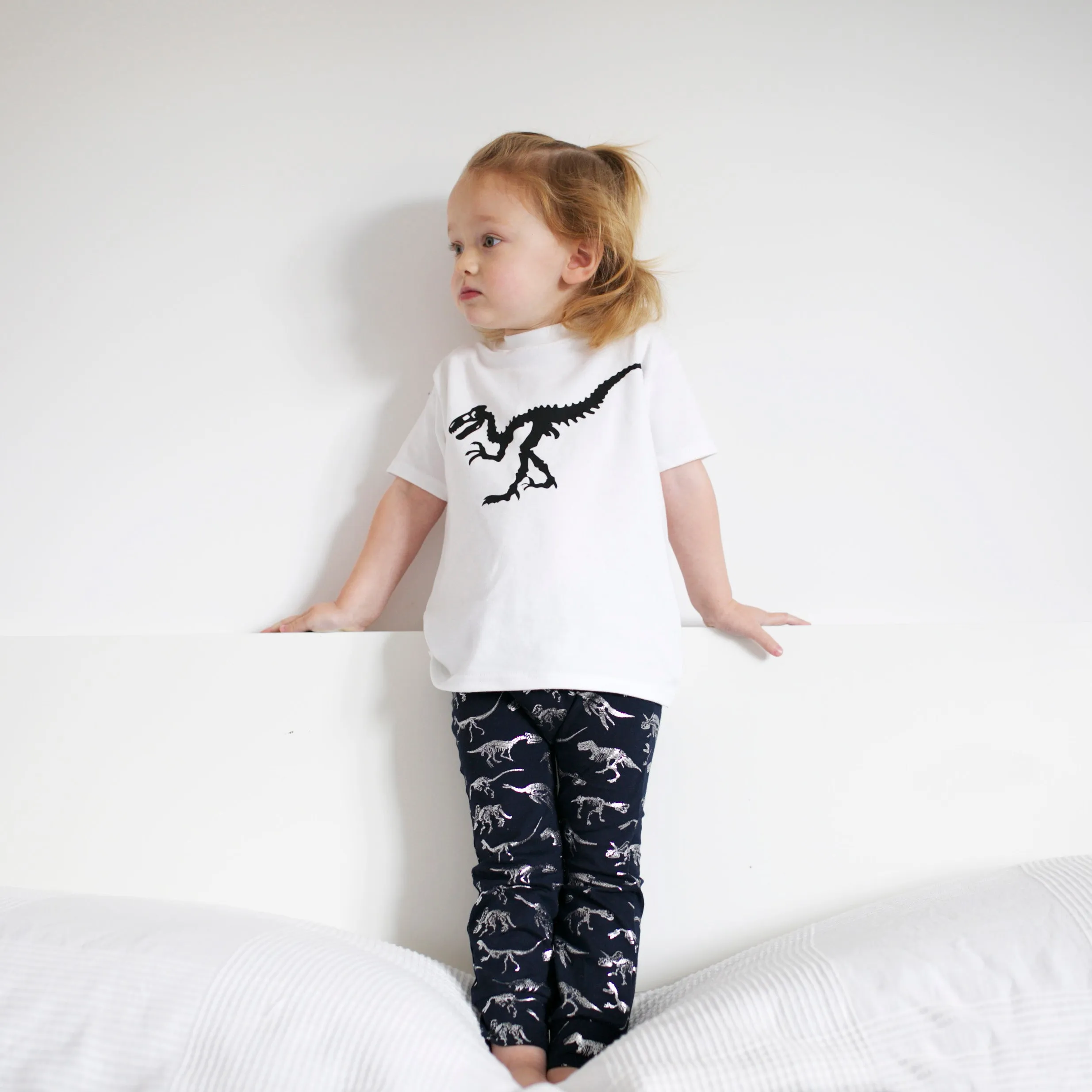 White Dino print Top