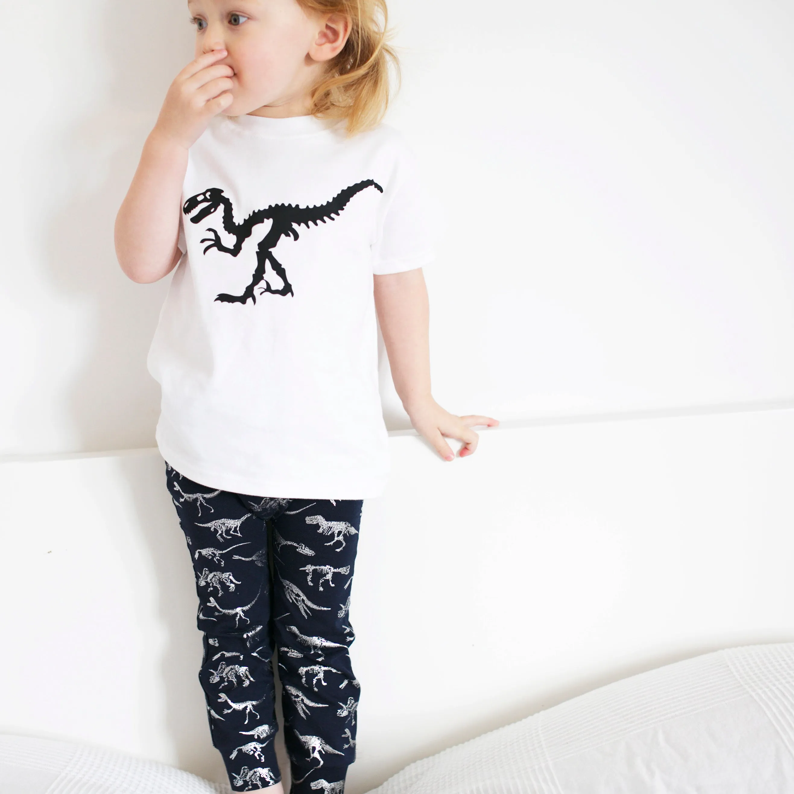 White Dino print Top