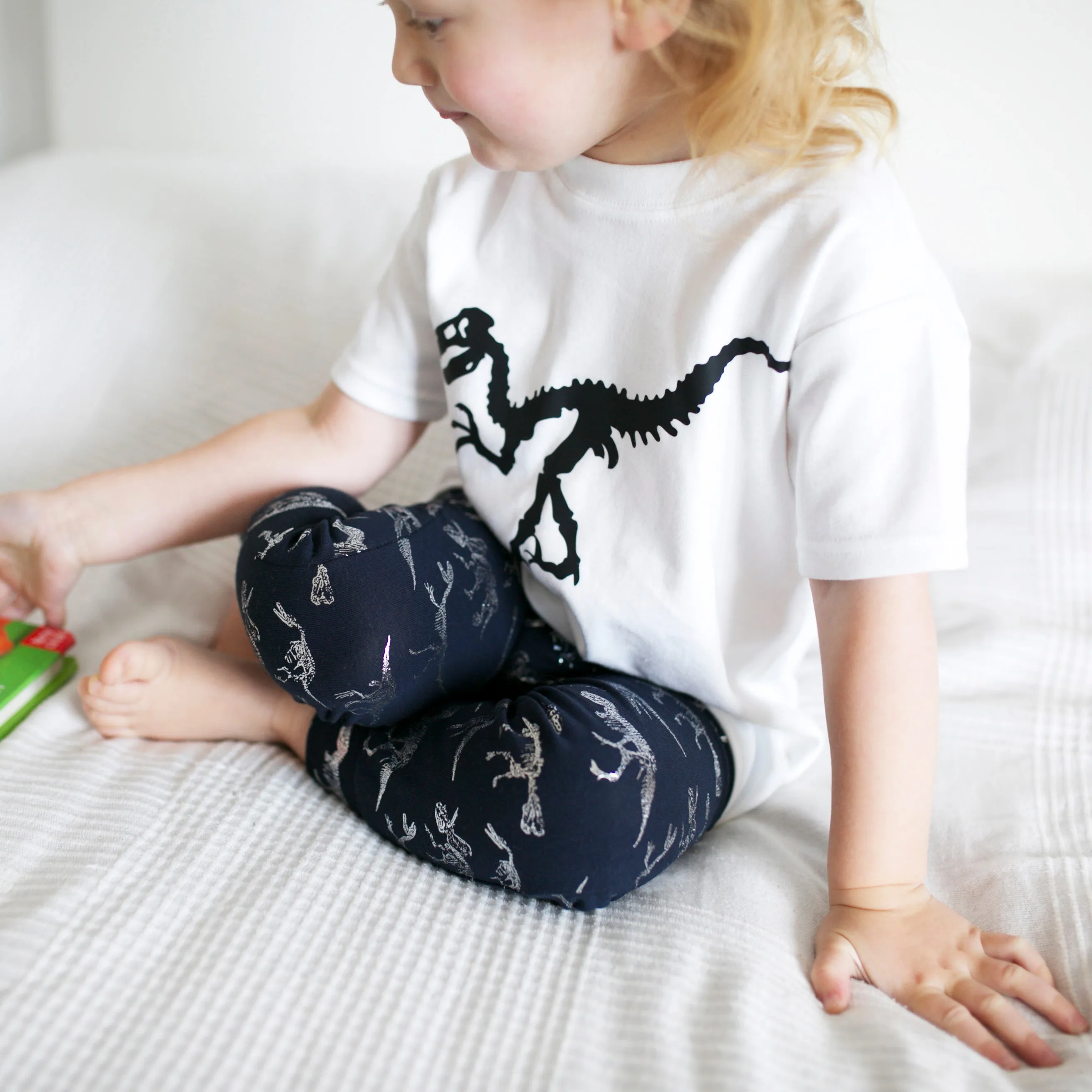 White Dino print Top