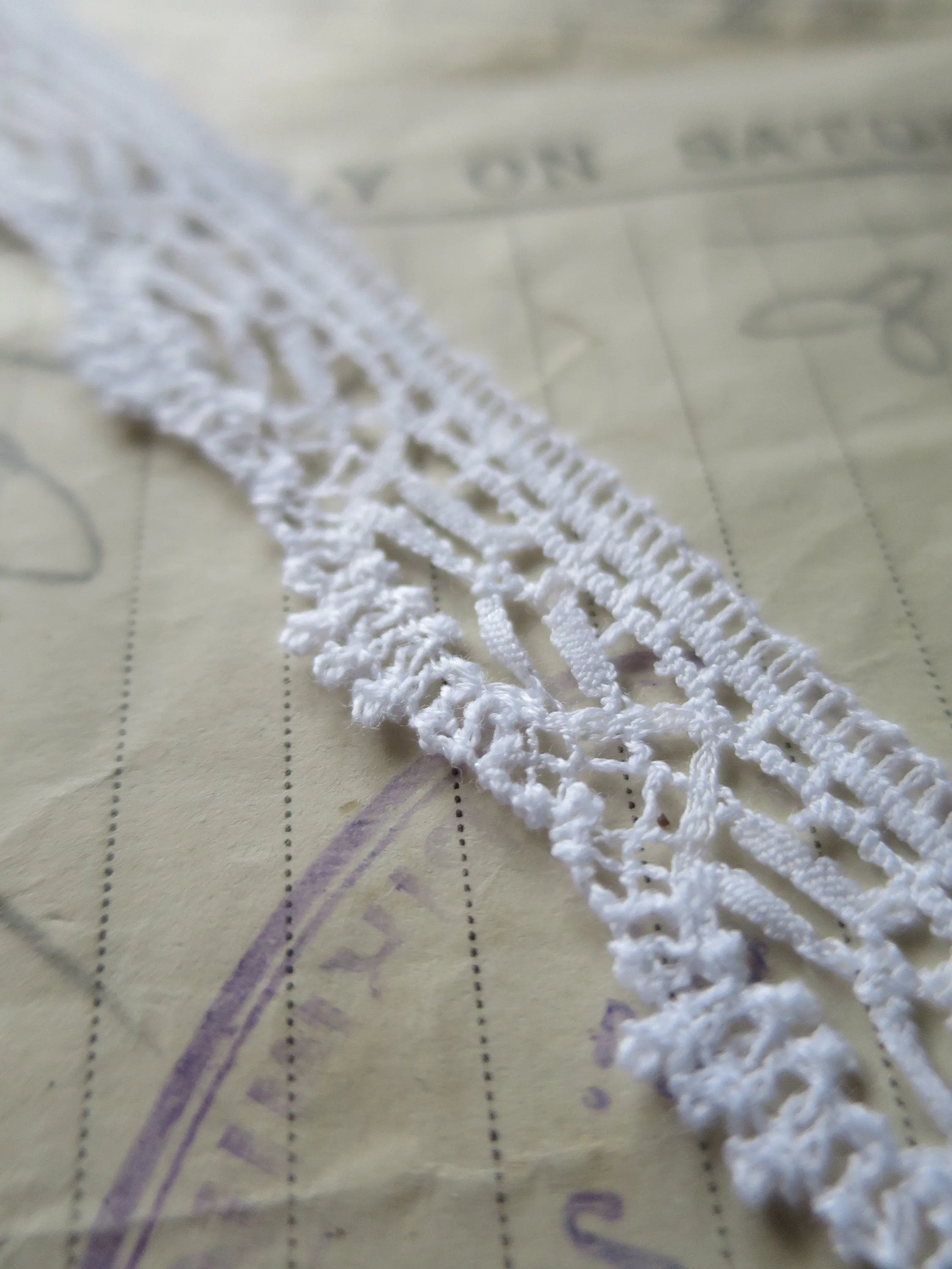 White English Nottingham Lace- Le Puy/ Bedfordshire/ Guipure- 1.7 cm
