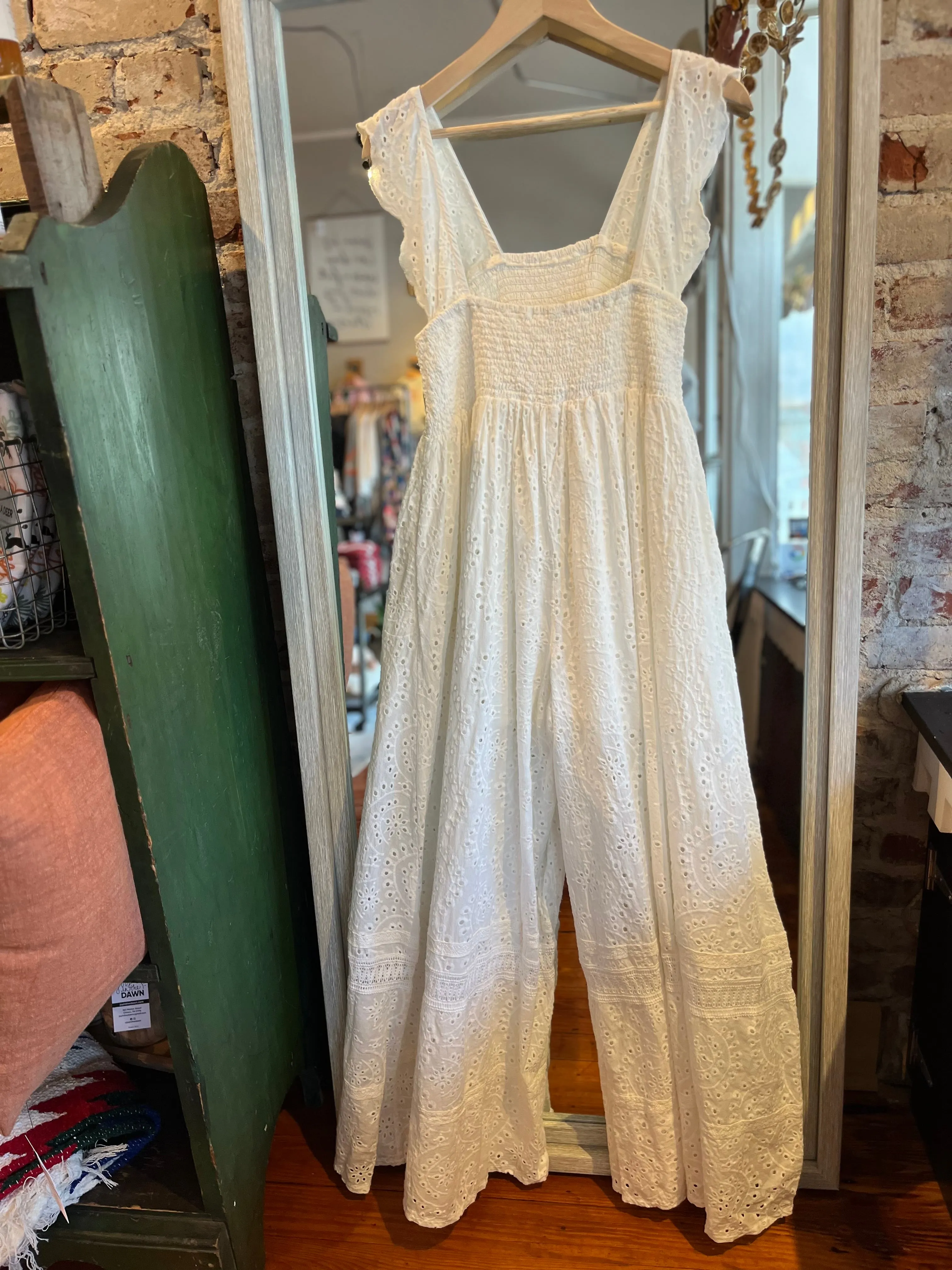White Eyelet Lace Jumpsuit