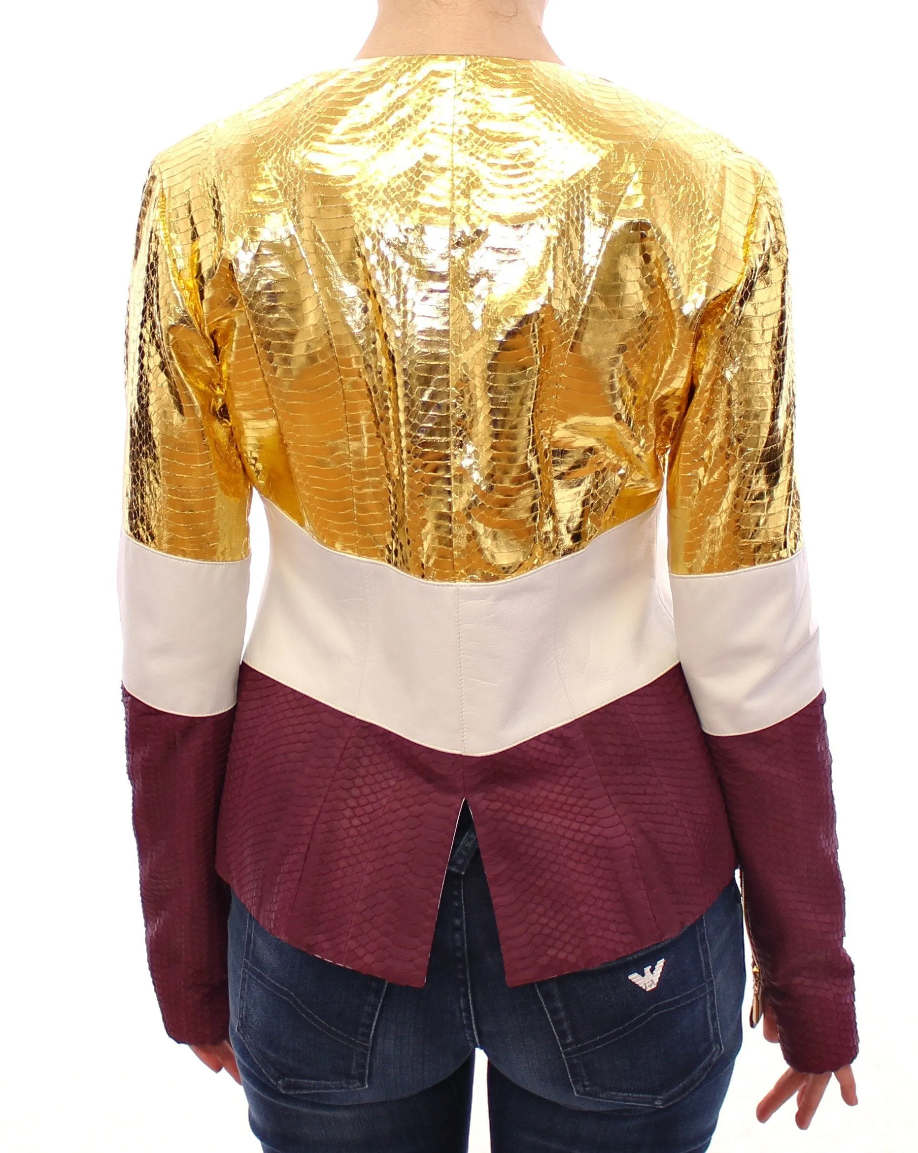 White Gold Purple Leather Jacket
