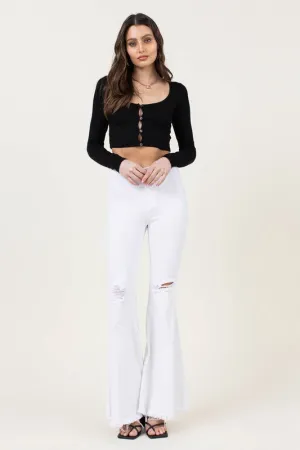 White High Waisted Flare Jeans Tall