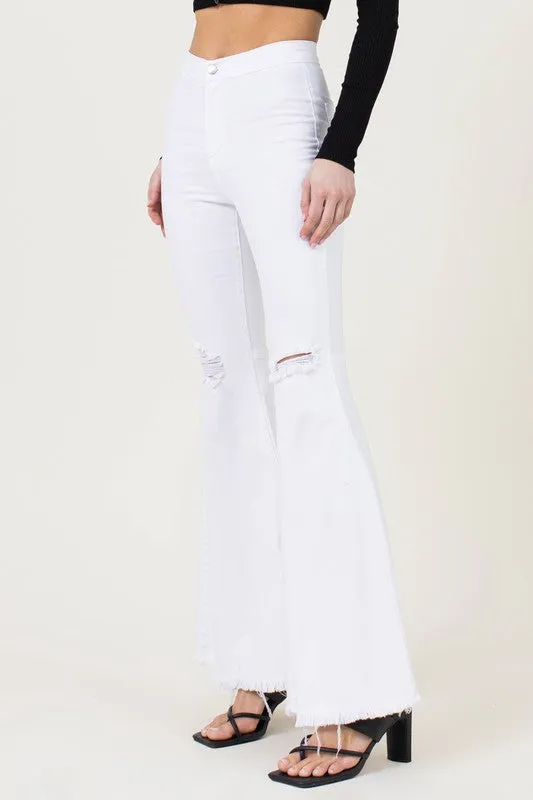 White High Waisted Flare Jeans Tall