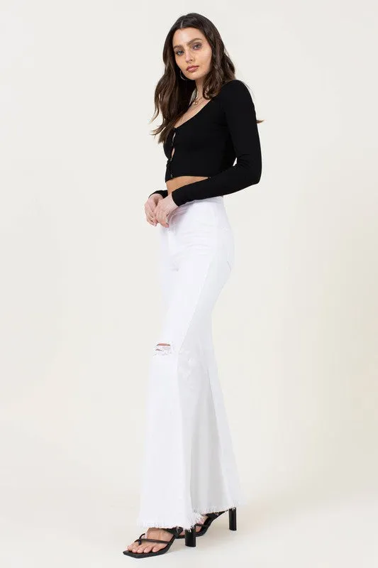 White High Waisted Flare Jeans Tall
