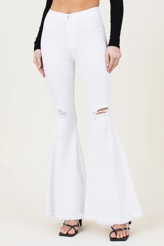 White High Waisted Flare Jeans Tall