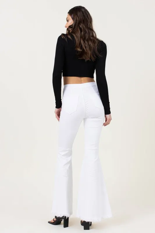White High Waisted Flare Jeans Tall