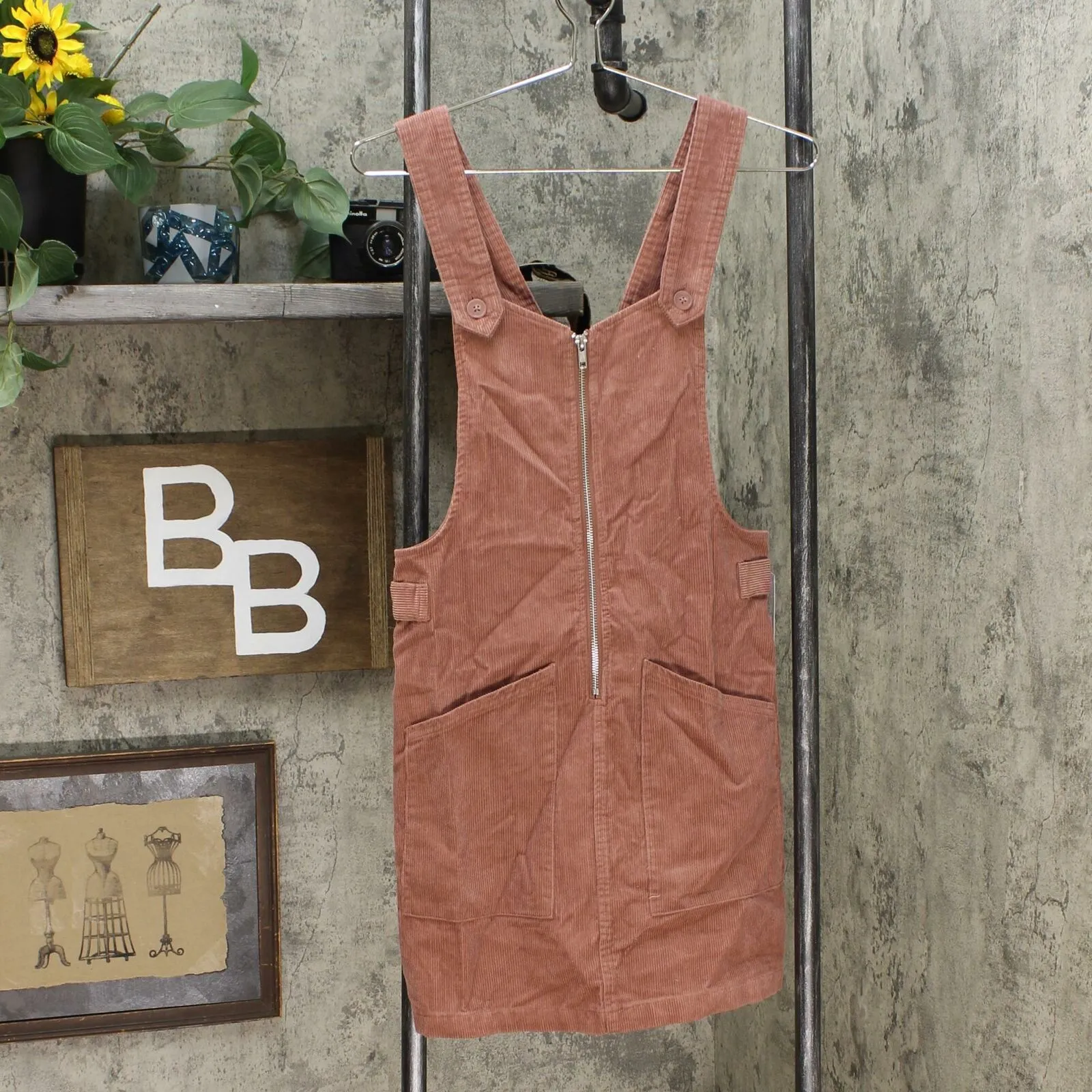 Wild Fable Women's Sleeveless Square Neck Corduroy Zip Mini Pinafore Dress