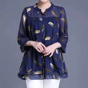 Women Casual Printed Chiffon Pullover Tops