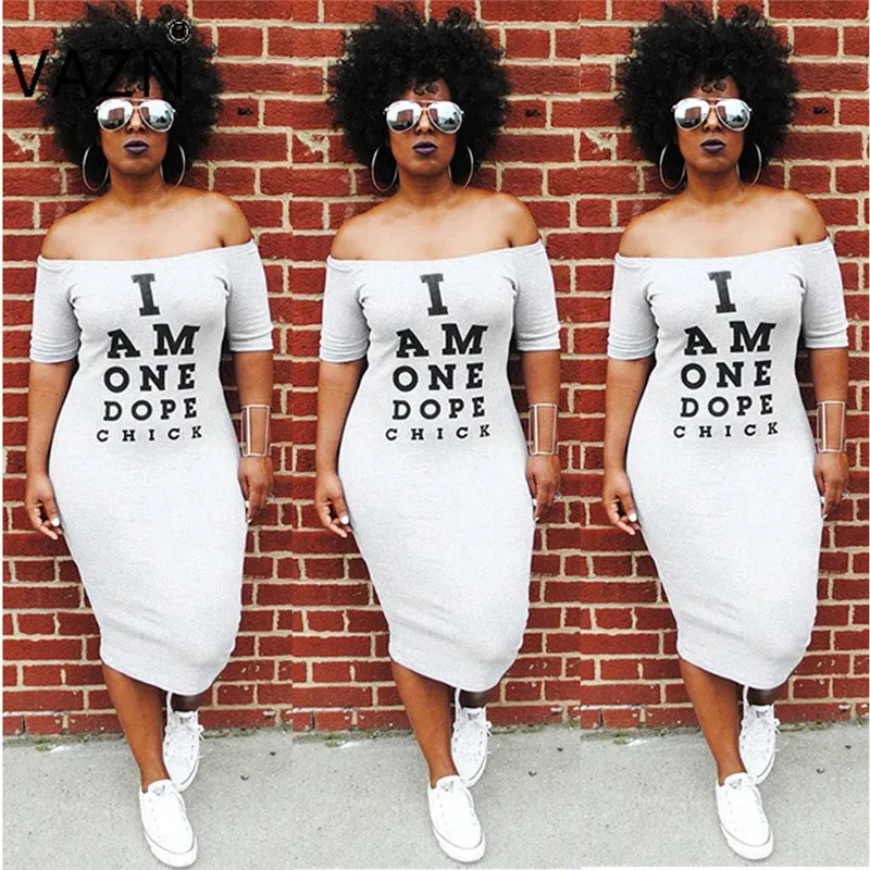 Women Overalls Dress Letter Slash Neck Short Sleeve Skinny Summer Midi Dress