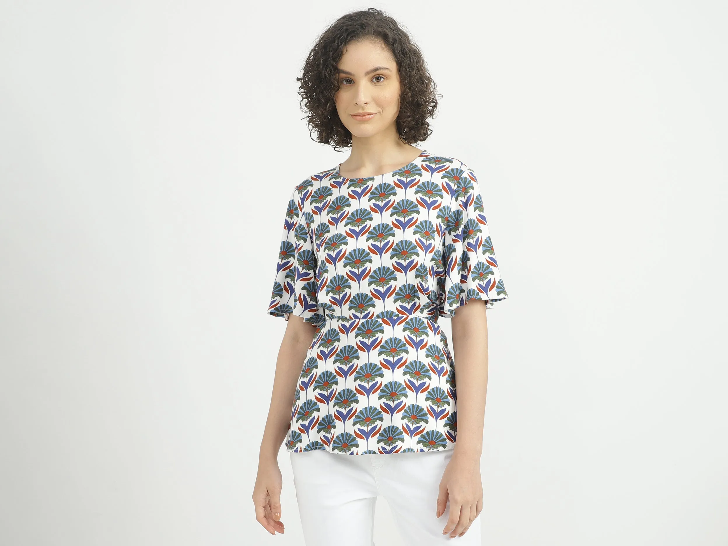 Women Printed Round Neck Top