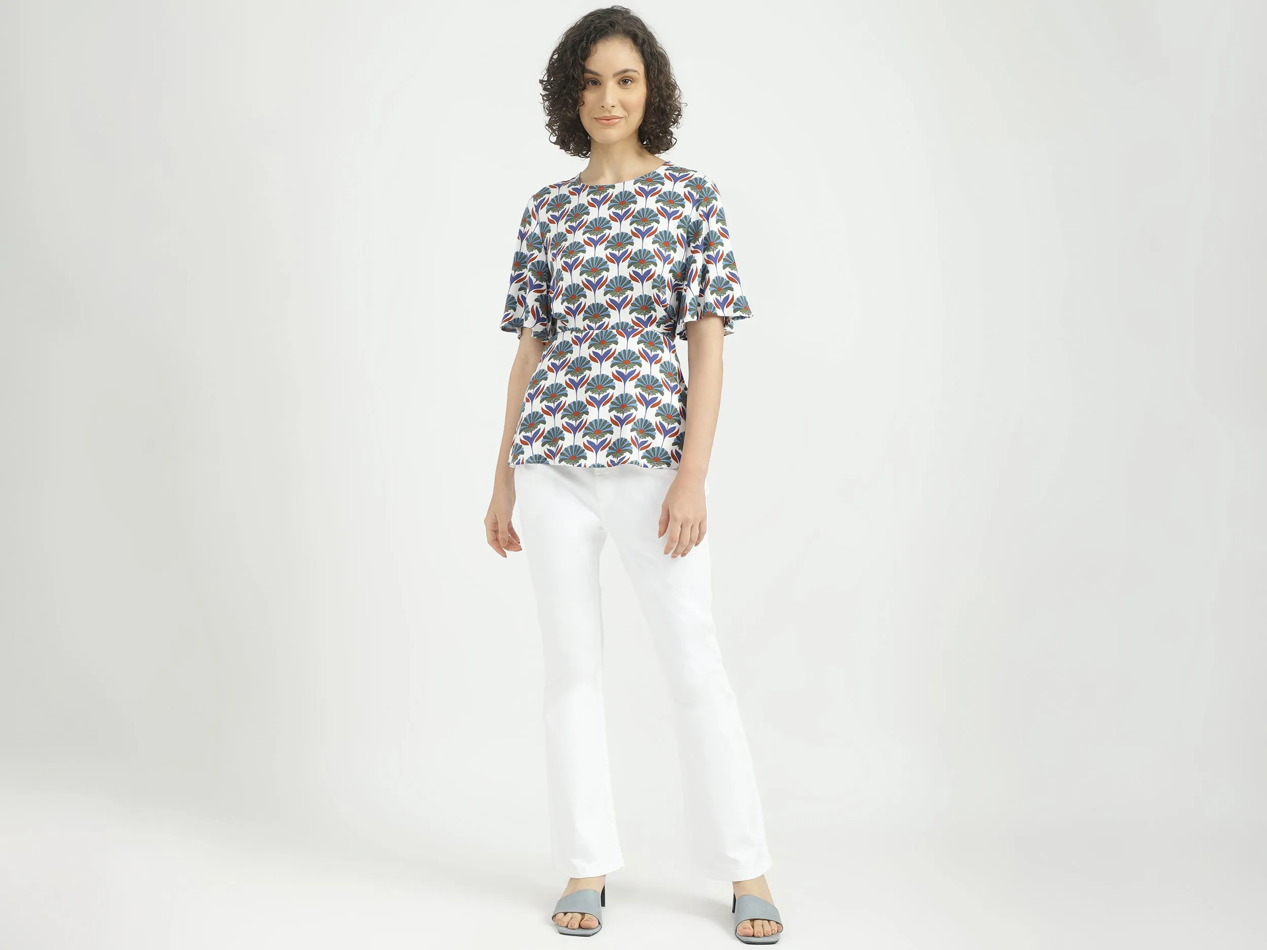 Women Printed Round Neck Top