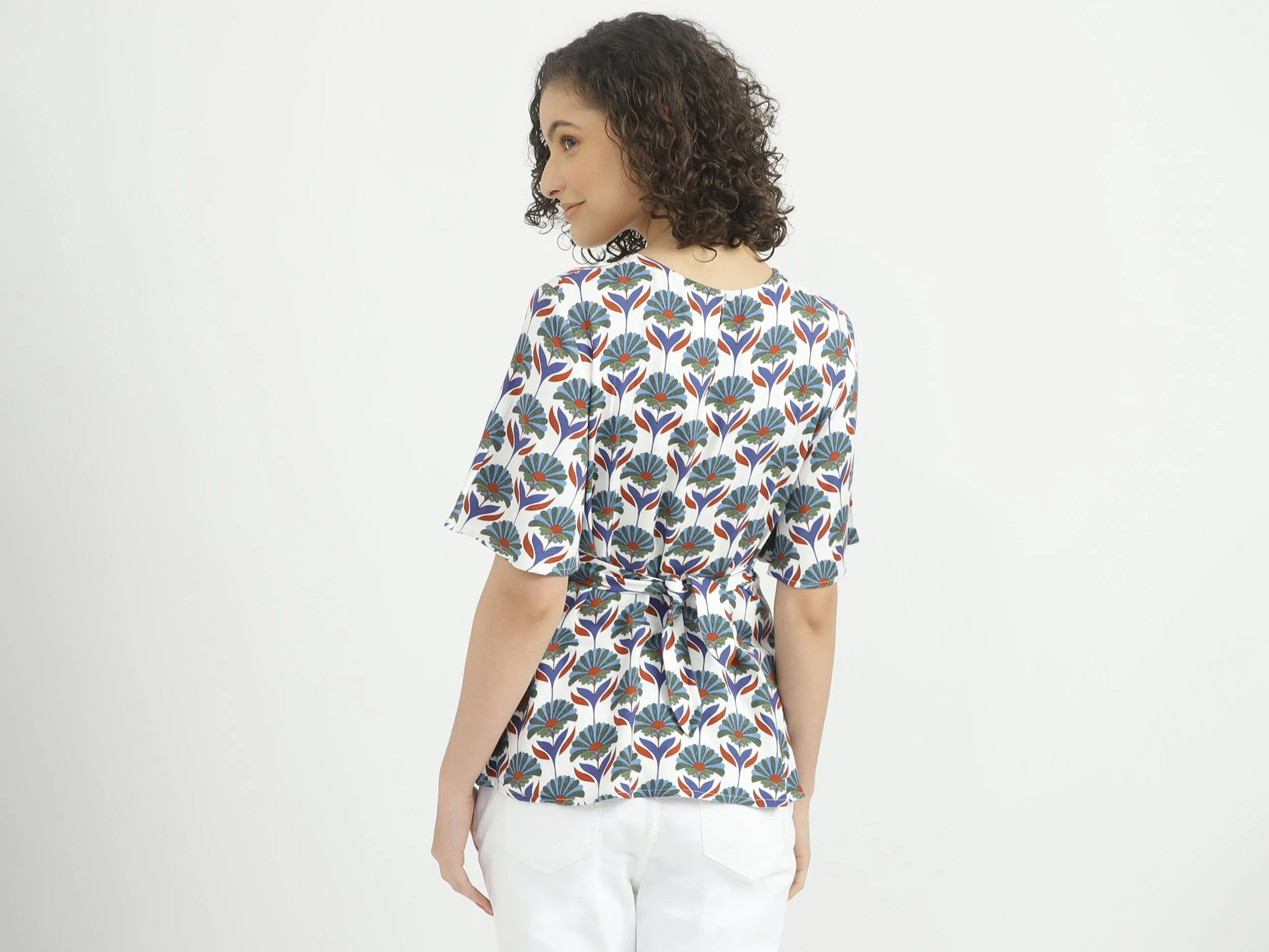 Women Printed Round Neck Top