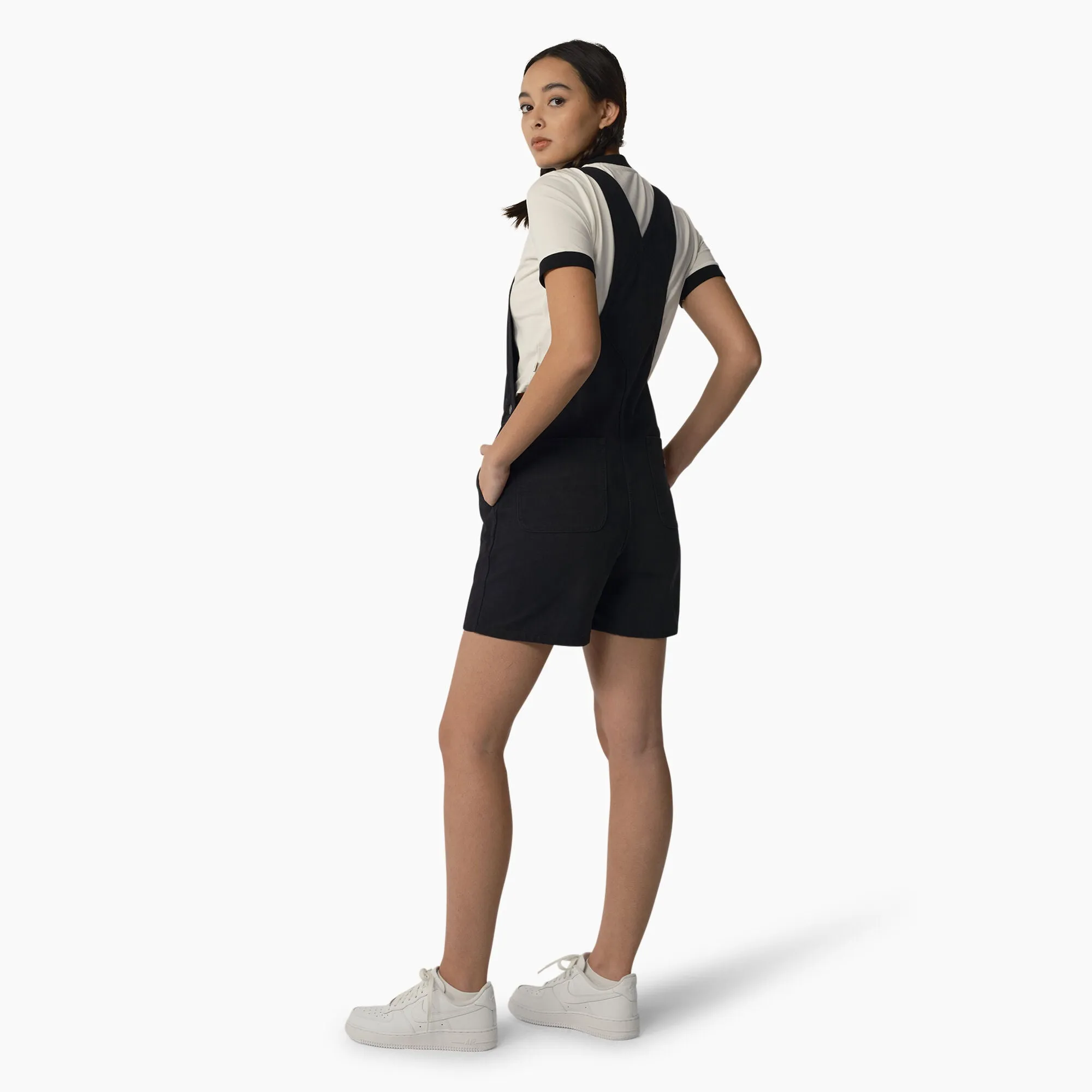 Women's Duck Canvas Short Bib - Stonewashed Black
