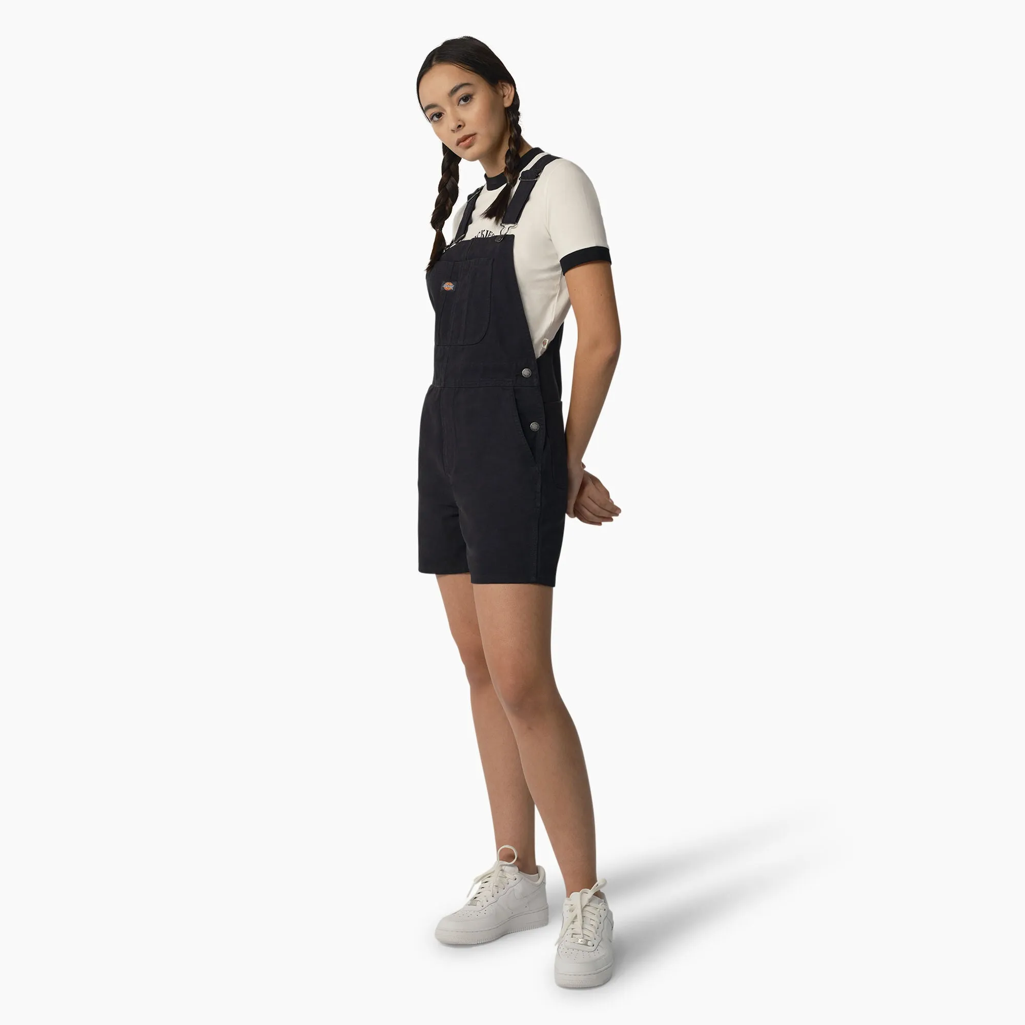 Women's Duck Canvas Short Bib - Stonewashed Black