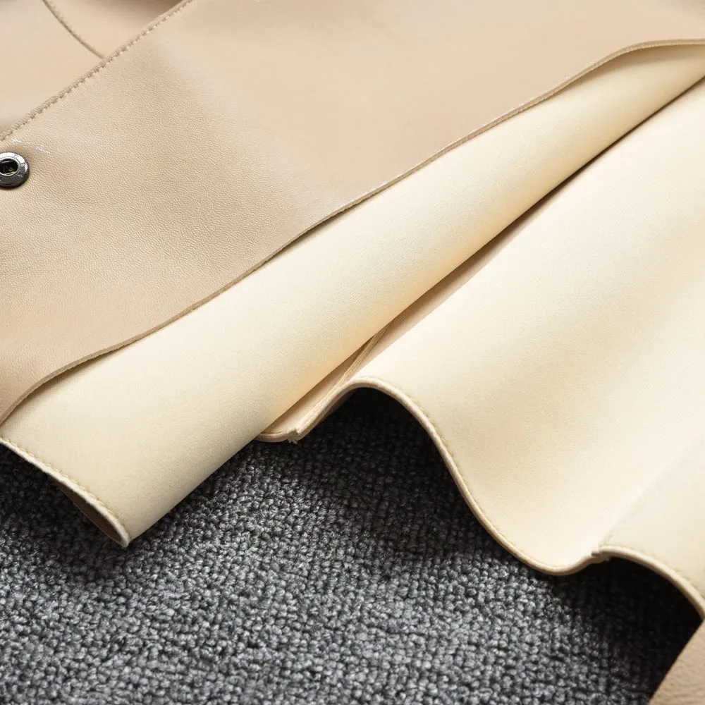 Women's Genuine Sheepskin Leather Jacket New Leather Beige Coat
