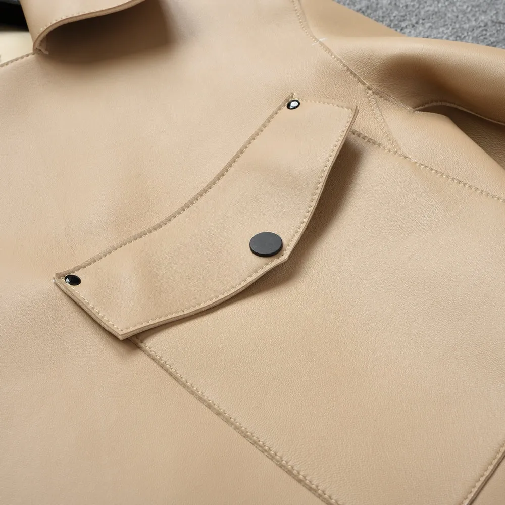 Women's Genuine Sheepskin Leather Jacket New Leather Beige Coat