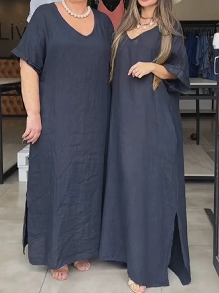 Women's Pocket Cotton and Linen Dress