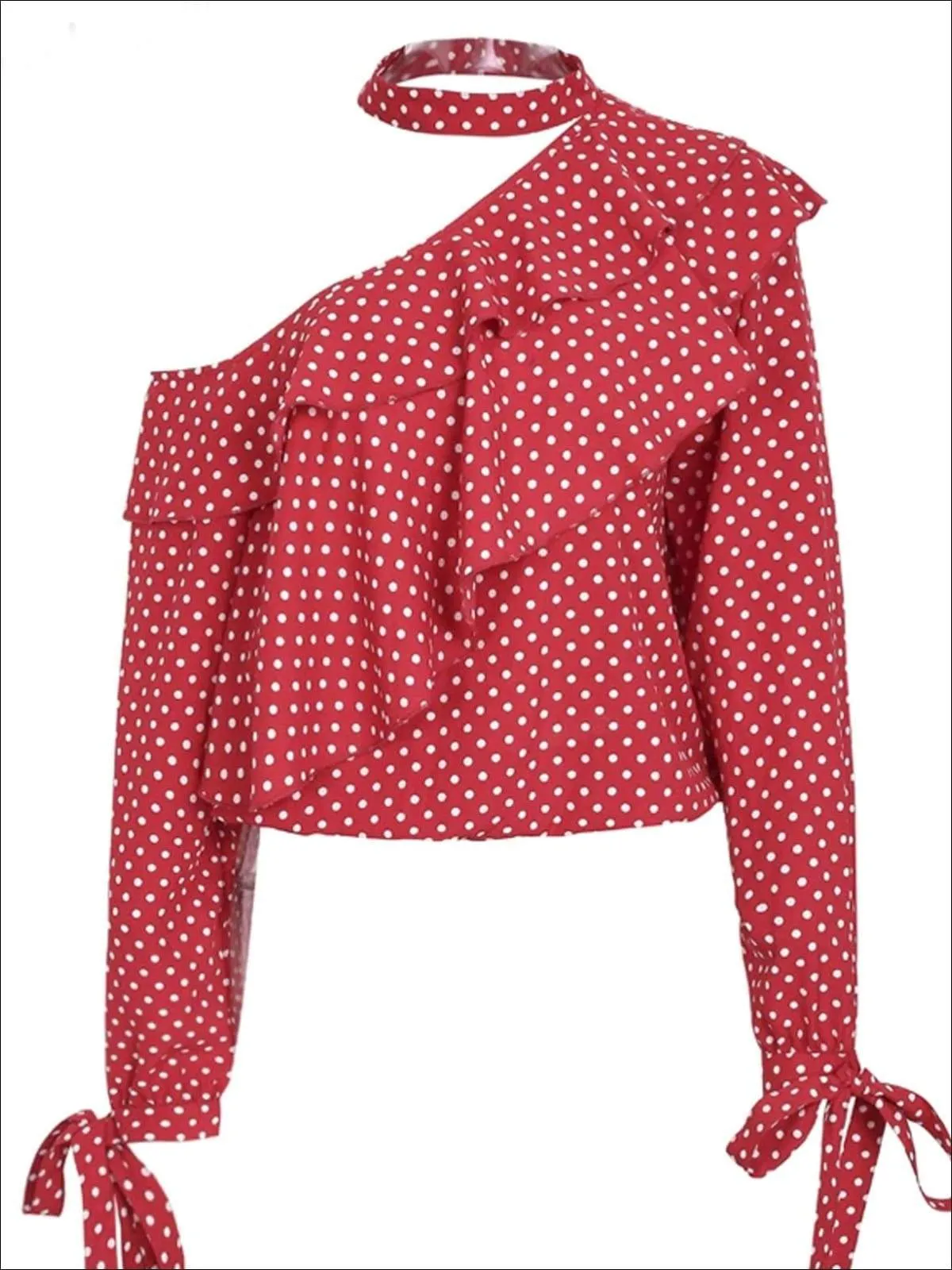 Women's Retro One Shoulder Ruffled Chiffon Blouse