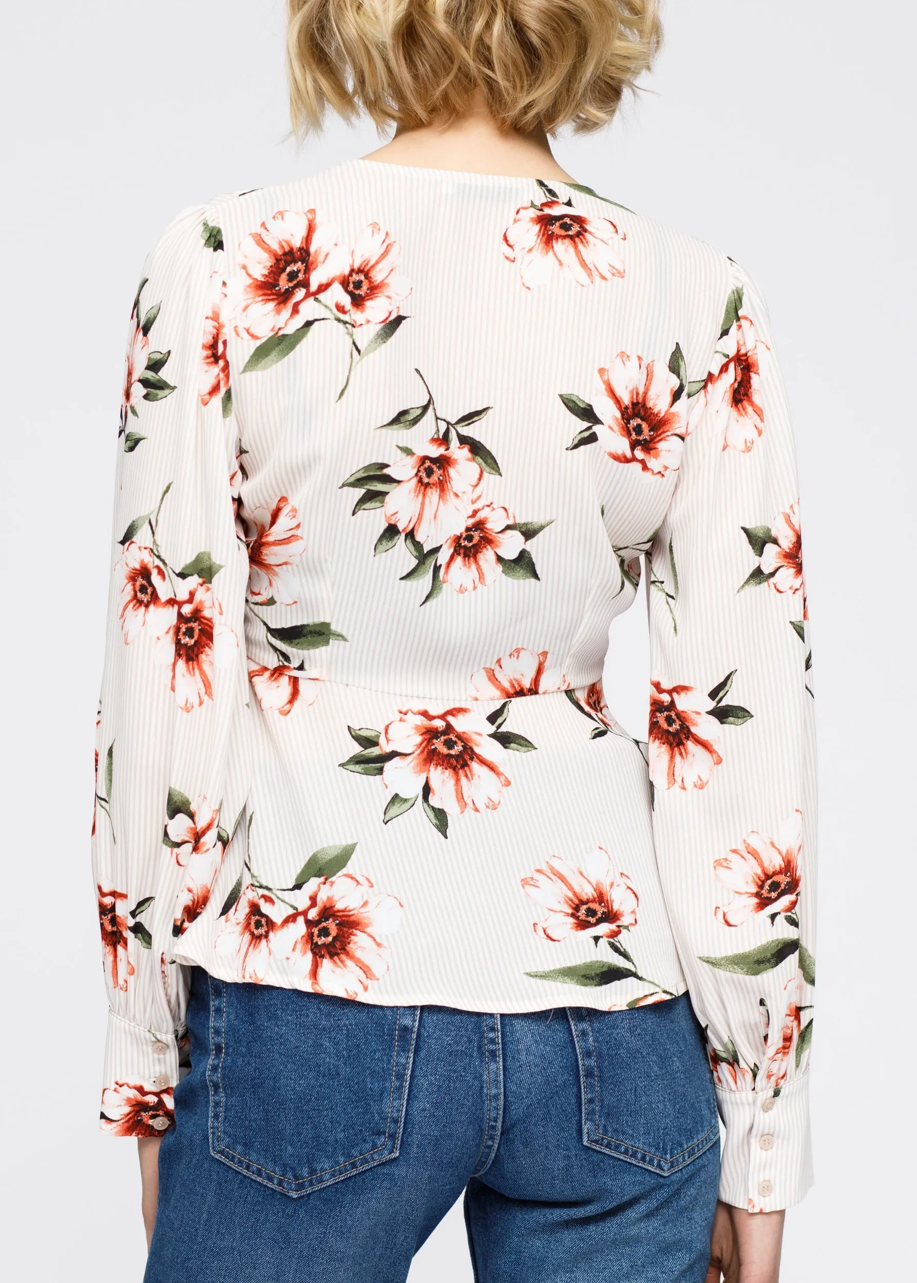 Women's Rust Flower Empire Waist Peplum Blouse In Taupe