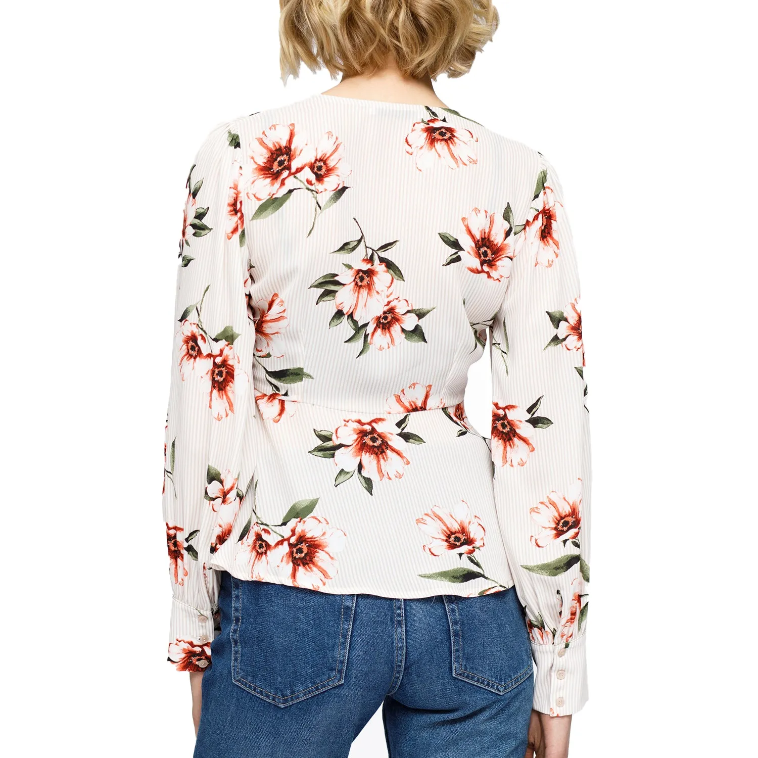Women's Rust Flower Empire Waist Peplum Blouse In Taupe