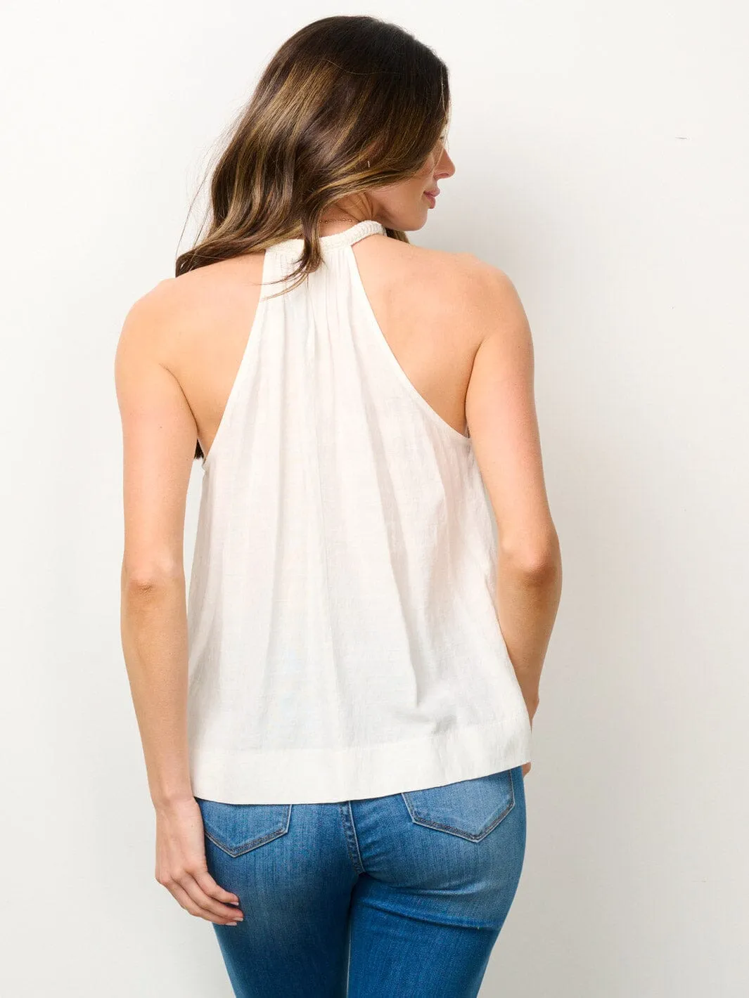WOMEN'S SLEEVELESS HALTER NECK TANK TOP