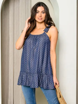 WOMEN'S SLEEVELESS POLKA DOTS TANK TOP