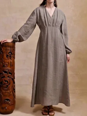 Women's V-neck Slim-fit Tencel Long Dress