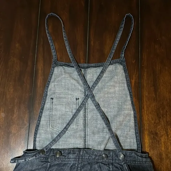 Wrangler Jean Short Overalls - RARE Spaghetti Straps Open Back Dark Wash Size 1